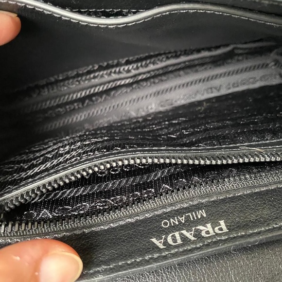 Authentic Prada Chain Flap Bag Studded Glace Calf Small Black - Picture 10 of 15